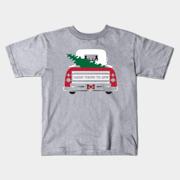 DASHING THROUGH THE SNOW CHRISTMAS TRUCK Kids T-Shirt by Sunshineisinmysoul